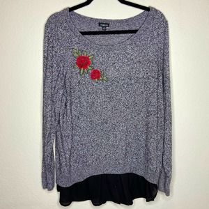 Torrid Floral Embroidered Faux Layered Sweater